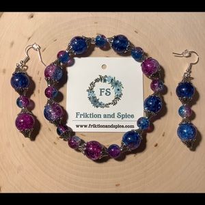 Glass Bead Bracelet and Matching Earrings.
